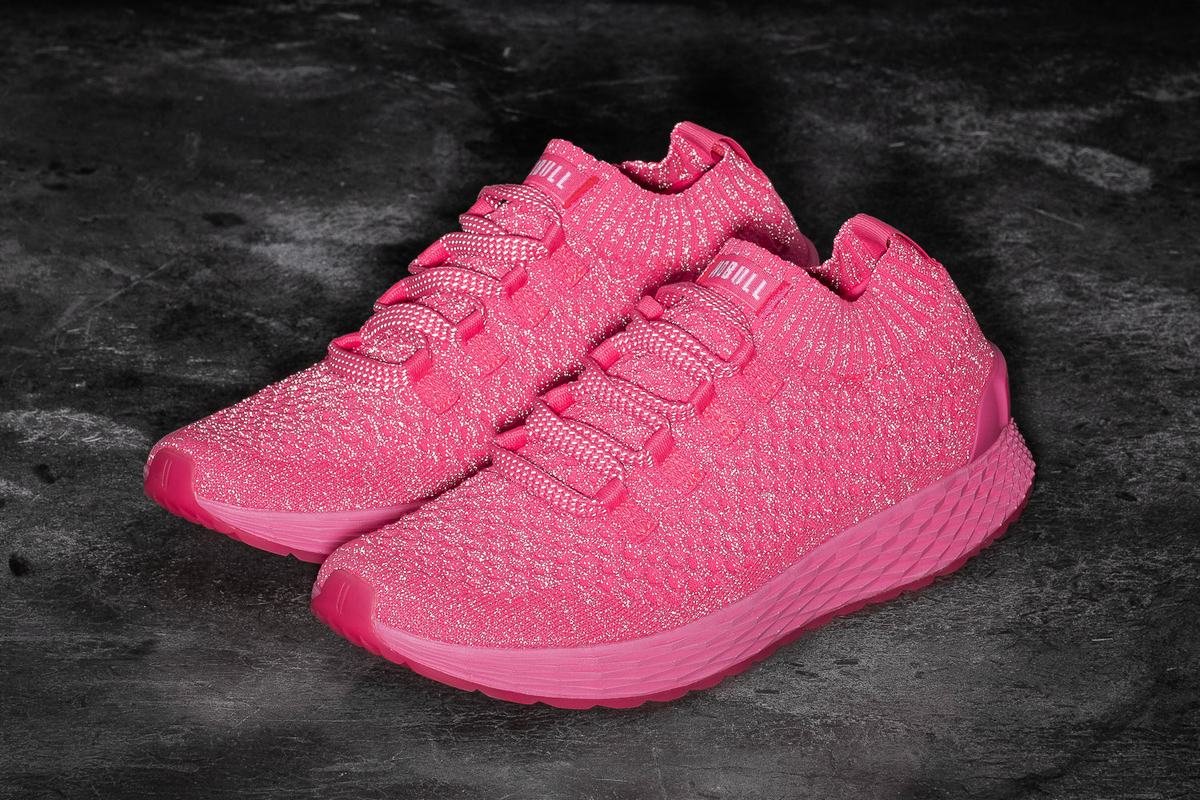 Nobull Neon Knit Runner Men's Running Shoes Pink | Australia (OR5346)